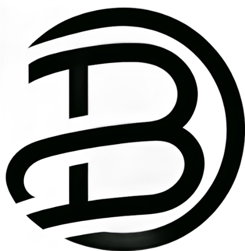 Website logo, the letter B written in an abstract cursive.